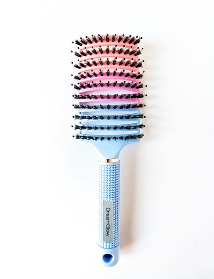 DreamGlow Anti-klit Haarborstel – Detangle Brush – Regenboog Design – (Roze/Roze/Blauw)