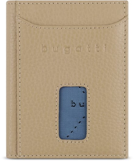 Bugatti Secure Slim Portemonnee RFID-bescherming Leer 8 cm - Jongens - Staand formaat - beige