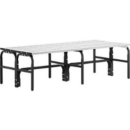 Kleedkamerbank, rvs buis/aluminium, dubbel, L 1500 mm, antraciet