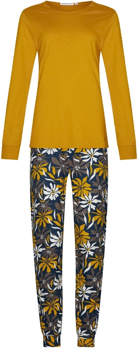 Pastunette - Moonlite - Pyjama - Katoen/Modal - Oker/Blauw - Maat 48