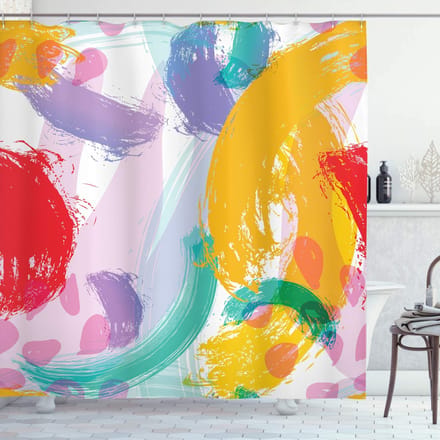 ABAKUHAUS Abstracte douchegordijn – Aquareel-strepen – 175x180 cm – Multicolor