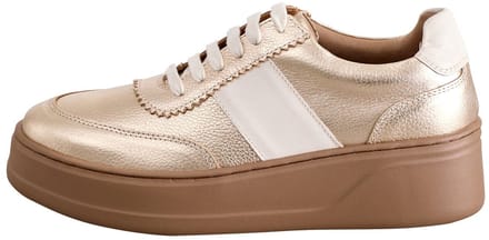 Next - Dames - Signature vetersneakers van Premium leer met dikke sleehak - Goud