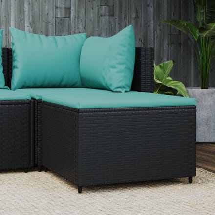 vidaXL - Voetensteun - met - kussen - poly - rattan - zwart