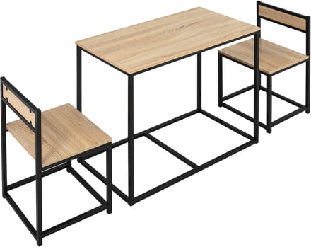 HOMCOM-Essgruppe-Spanplatte, Metall-90L x 47B x 76H cm-Eiche