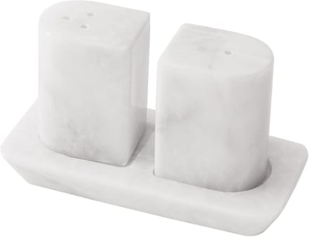 Zout- en Peper Set - Wit - 6,4 cm - Handgemaakt Marmer met Dienblad - Voor Keuken en Eettafel