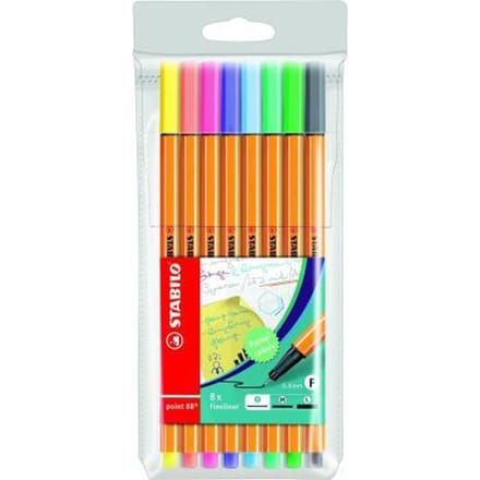 STABILO point 88 - Fineliner 0,4 mm - Speciale Etui - Met 8 Pastel Kleuren