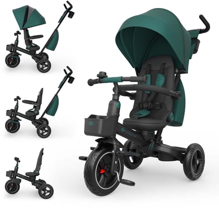 Kinderkraft SPINSTEP 2 PLUS - Driewieler - 6-in-1 - 360° Draaibare Zitting - Groen
