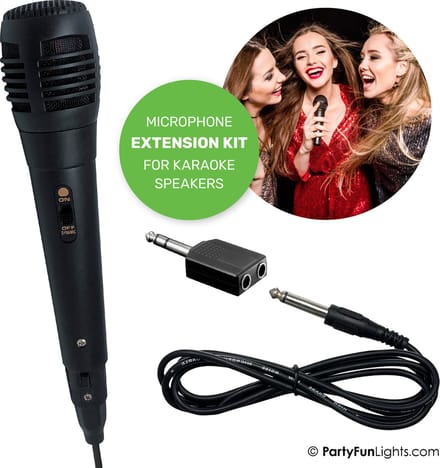 PartyFunLights - Microfoon uitbreidingsset voor karaoke set - incl. ingangssplitter - incl. snoer - past op elke microfoon ingang