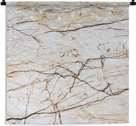 Wandkleed - Wanddoek - Marmer - Bruin - Wit - 90x90 cm - Wandtapijt