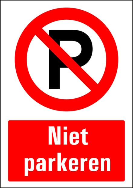 Niet parkeren sticker met tekst 148 x 210 mm