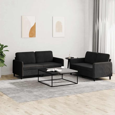 vidaXL - 2-delige - Loungeset - fluweel - zwart