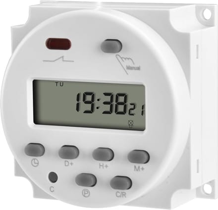 Zyrex® Digitale Tijdschakelaar - Digitale schakelklok Met 20 Programma’s - Schakelklok Timer – Wit - 5cm x 8cm x 8cm