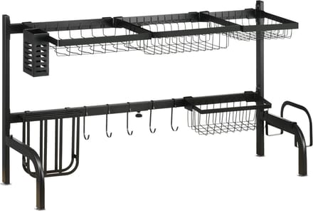 HOMCOM - Afdruiprek - Staal - 93 L x 30 B x 52 H cm - Zwart