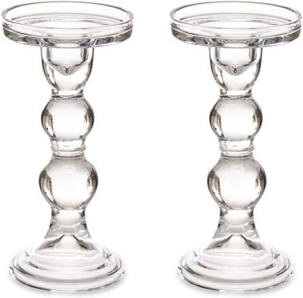 Giftdecor Kaarsen kandelaar van decoratief glas - 2x - voor stompkaarsen - D8.5 x H18 cm