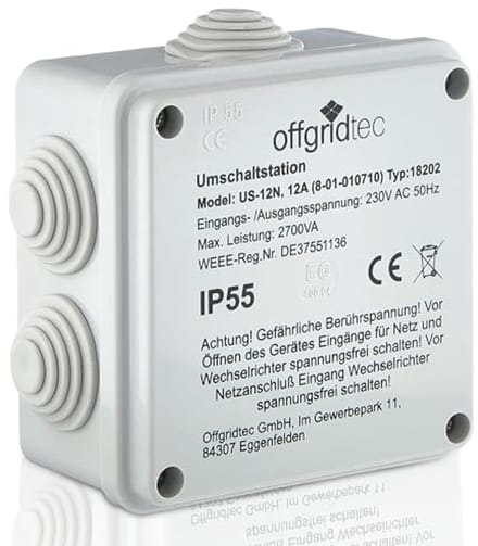 Omschakelstation voor Netprioriteitsschakeling 12A 2700W 230VAC