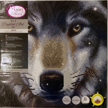 Vedes kristal schilderij wolf 30x30 cm diamond painting canvas.