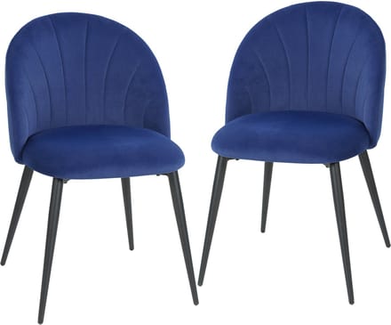 HOMCOM-Eetkamerstoel-Fluwel (100% polyester)-52x55x79cm-Blauw