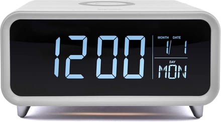 Wekker met Oplader - Nachtlamp Klok - Wakker Worden - Touch Control Display - 20 cm Breed - Wit