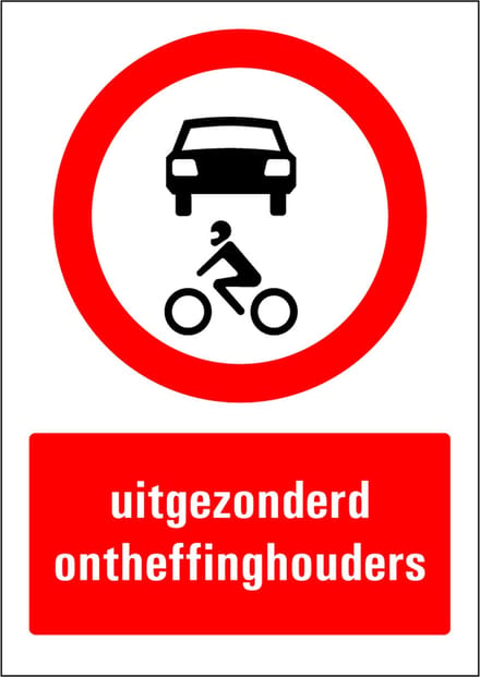 Uitgezonderd ontheffinghouders sticker 148 x 210 mm