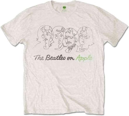 The Beatles - Outline Faces on Apple Heren T-shirt - XL - Creme