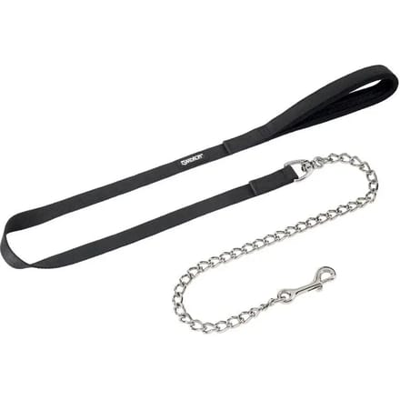 Hondenriem met zilveren ketting Eskadron