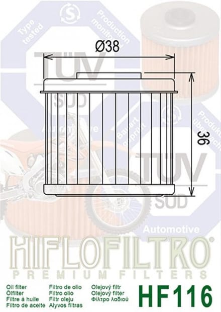 Oliefilter Hiflofiltro voor Motor HM 490 CRM FX 2007 tot 2008 Nieuw