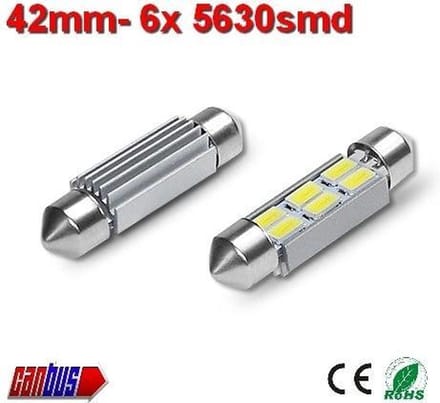 2x 12v Canbus 42mm 6 x 5630smd- 190 lumen
