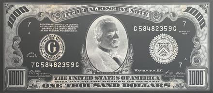 Schilderij Woonkamer - 1000 Dollar Biljet - 100 x 40 cm - PosterGuru