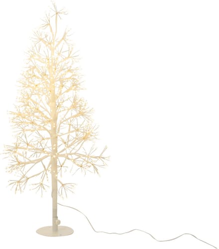 J-Line decoratie Boom - warm witte - ijzer - wit - small - LED lichtjes