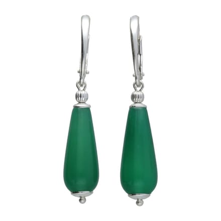 Bela Donaco Oorbellen Art Deco – Groene Jade – Sterling Zilver