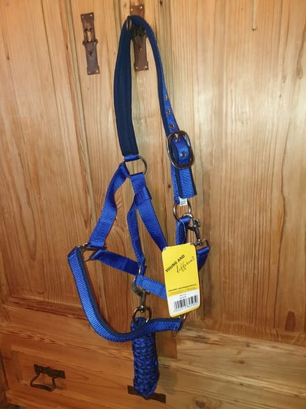 HKM Nylonhalster met touw - cob - kobalt met donkerblauw
