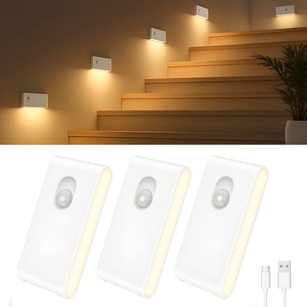 Sounix Kastverlichting Draadloos - Draadloze ledlamp met Bewegingsensor - Set van 3 stuks - Warm Wit - Magnetische Montage - Wit