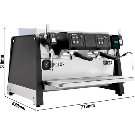 WEGA Polar - Portafiltermachine - 2 groepen - 5,2 kW - met 2 melkopschuimers & heet water - Touch - Zwart