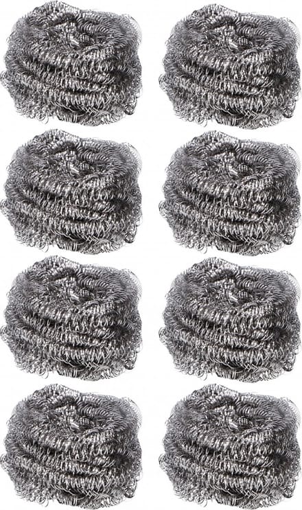 Schuurspons edelstaal - rvs - spons - pannenspons - set 8 stuks - Lifetime Clean