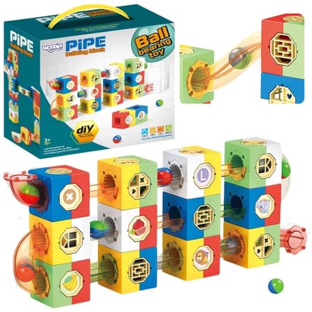 WOOPIE – Knikkerbaan Bouwset – 3D Constructieblokken – 96-delig – Multicolor