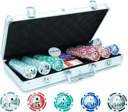 Pokerfiches koffer Laser 300 fiches 115 grams