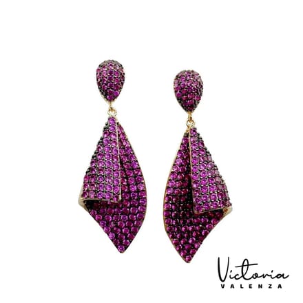 Victoria Valenza oorknoppen - Saint - Tropez Messing - Roze Steen - Rosegoud
