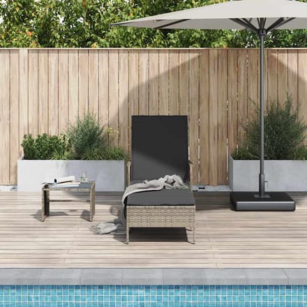 vidaXL Ligstoel Grijs en Donkergrijs 200 x 55 x 92 cm poly rattan