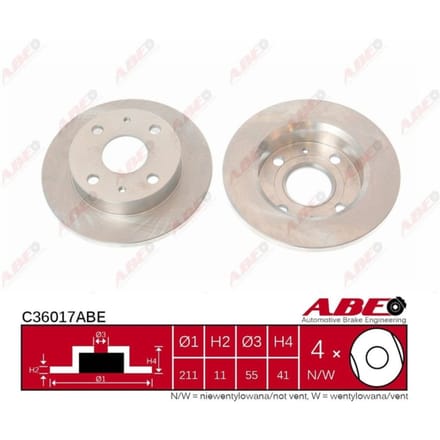 Remschijf ABE C36017 voorkant, compleet, 1 Stuk