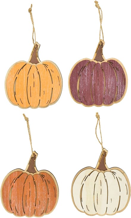 Pompoendecoratie voor het ophangen van houten decoratie herfst 14,5x13
