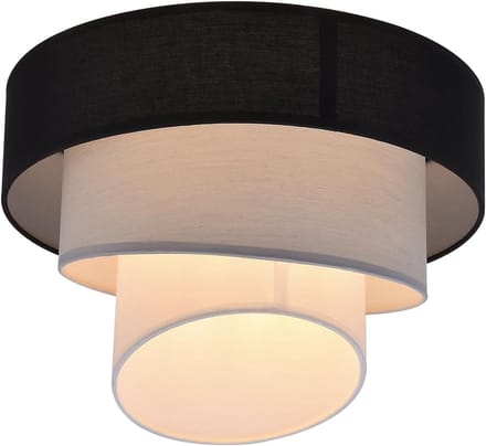 Glitzerlife Plafondlamp - Moderne Stoffen Kap - Drie Laags Ontwerp - E27 Fitting - Warm Wit Licht - Zachte Lichtverspreiding - Ø 40 Cm - Wit Grijs Zwart
