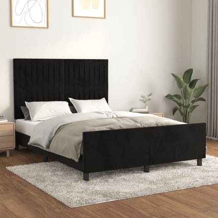 vidaXL - Bedframe - zonder - matras - 140x190 - cm - fluweel - zwart