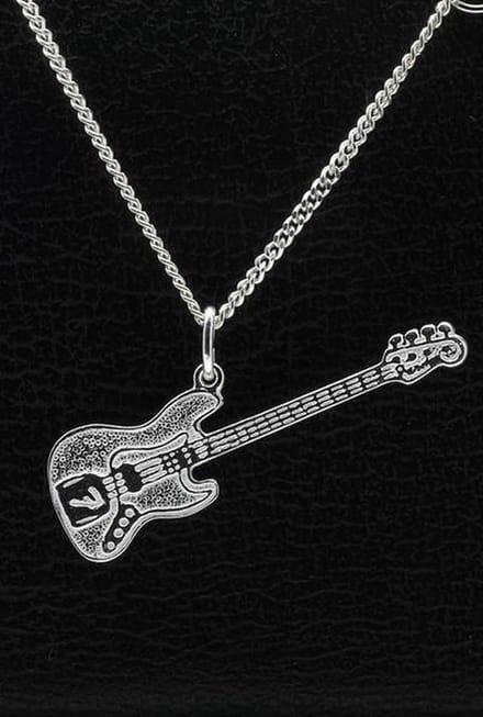 Zilveren Electrische basgitaar Fender ketting hanger