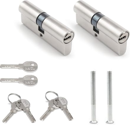Dubbele cilinderslot 70 mm - set van 2 - 6 sleutels - deurslot met knop