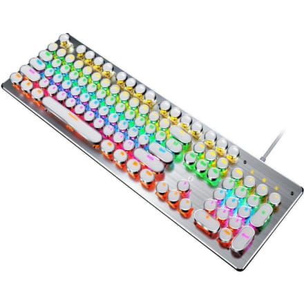 Clavier mécanique filaire 104 touches Interrupteur bleu Conception ergonomique Rétroéclairage RVB Éclairage multiple blanc