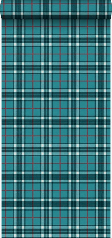 Origin Wallcoverings behang ruiten turquoise - 53 cm x 10.05 m - 347470