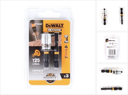 DeWALT DT70538T Extreme Impact Torsion Schroefbits T25 50mm 2 Stuks + MagLock Bithouder