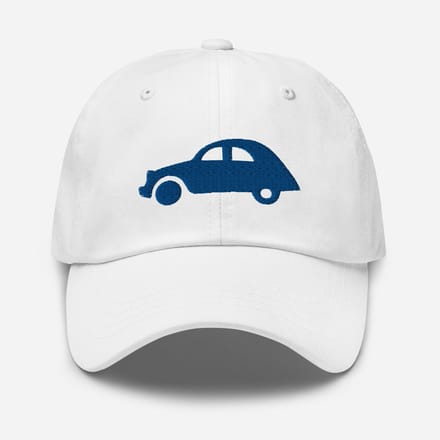 De2pktjes - Blauw geborduurde pet (voor en achter) Citroën 2CV - Wit