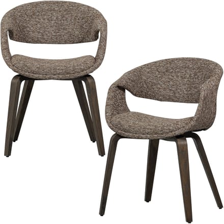 WOOOD Yossi Eetkamerstoelen Houten Bruine Poot - Bruin - Set van 2