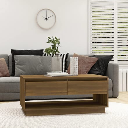vidaXL - Salontafel - 102,5x55x44 - cm - bewerkt - hout - bruin - eikenkleurig